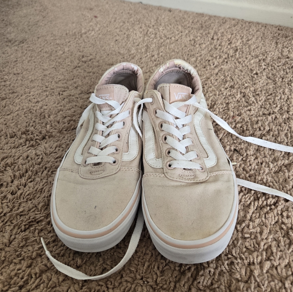 Vans Light Pink and White Sneakers